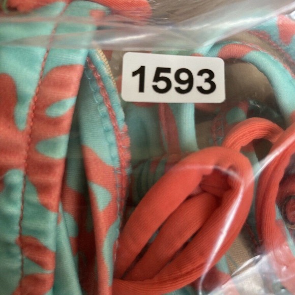 Milly Cabana 2 Piece Bikini Swimwear Coral Print Size m Top, L bottom - Picture 10 of 10